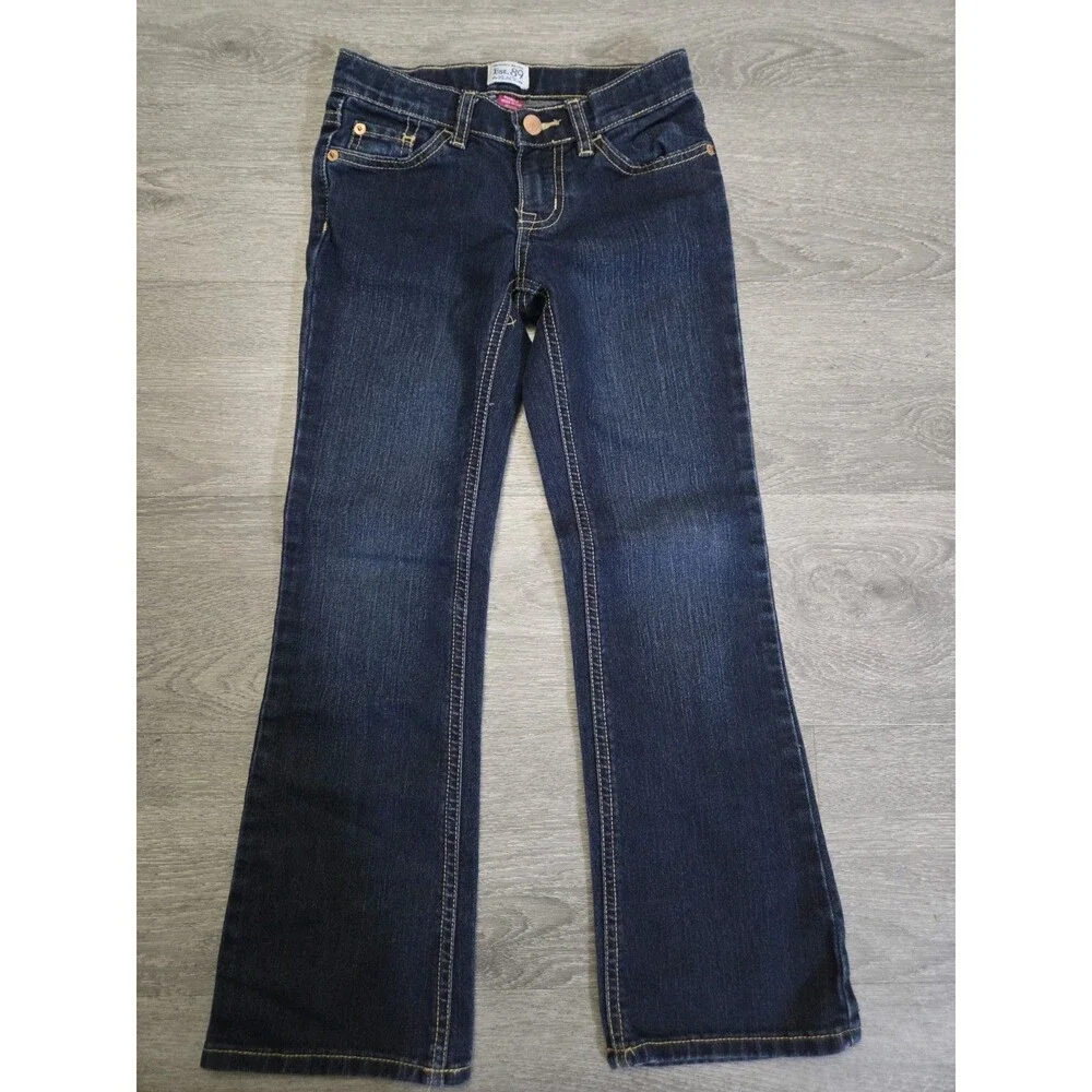 Place Est. 89 Bootcut Jeans Girls Size 8 Dark Wash Stretch Denim 26x31